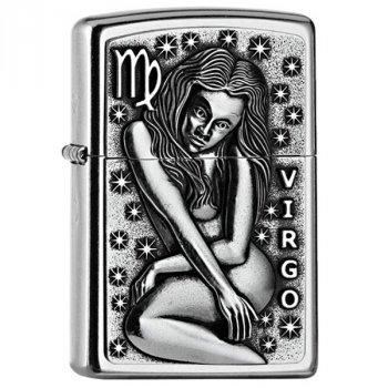 Zapalovač ZIPPO#207, Virgo Zodiac Emblem, Street Chrome - KLASIKA? Pak tedy zipák! Mnoha léty osvědčený benzínový dělník do každého počasí.Gravírujeme rychle a precizně. Skladem, expedice do 24h.